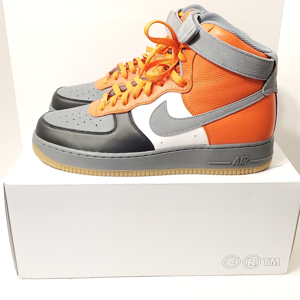 Nike Air Force 1 High Men's Sneakers Orange Grey White Black Lace Up Size 12.5